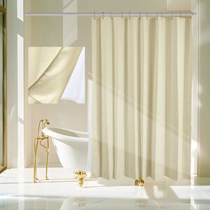 Fabric Shower Curtain 38pc Set: Ivory / Cream  New